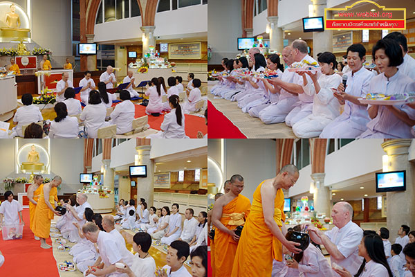 วัดพระธรรมกายลอนดอน ประเทศอังกฤษ  จัดพิธีบูชาข้าวพระ และทอดผ้าป่าสร้างวัด ตัดปอยผมธรรมทายาทชาวท้องถิ่น