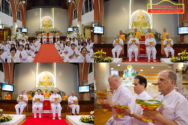 วัดพระธรรมกายลอนดอน ประเทศอังกฤษ  จัดพิธีบูชาข้าวพระ และทอดผ้าป่าสร้างวัด ตัดปอยผมธรรมทายาทชาวท้องถิ่น