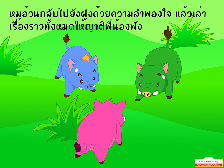 การ์ตูนนิทานชาดกเรื่อง  หมูอวดดี  สูกรชาดก ว่าด้วย หมูท้าราชสีห์