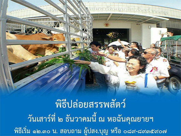 พิธีปล่อยสรรพสัตว์ ณ หอฉันคุณยายอาจารย์ฯ วัดพระธรรมกาย จ.ปทุมธานี วันเสาร์ที่ 2 ธันวาคม พ.ศ.2560