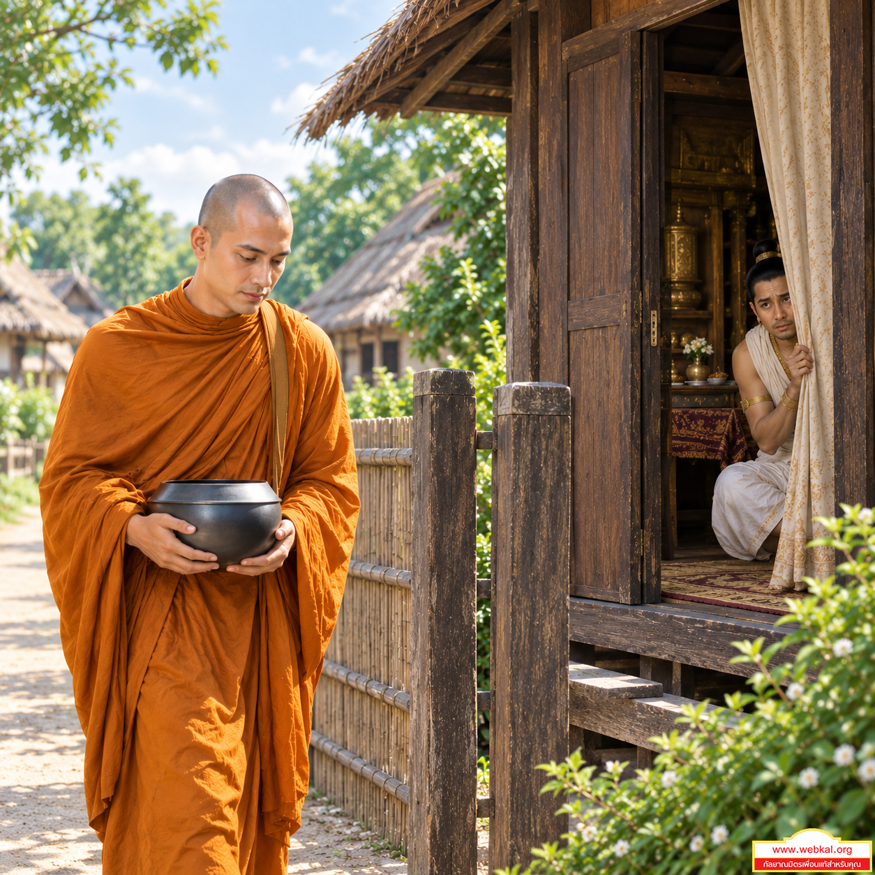 อานิสงส์ถวายข้าวมธุปายาส, สามเณรติสสะ, พระสารีบุตร, พระเถระ, สามเณรอรหันต์, พระอรหันต์, พุทธกาล, การ์ตูนAI, AI, ธรรมะ, การ์ตูนธรรมะ