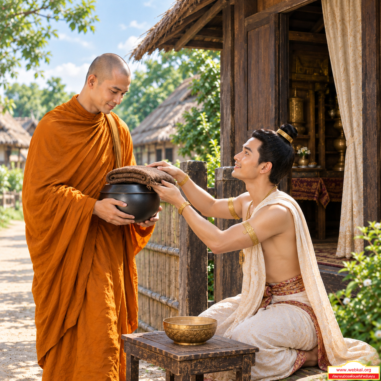 อานิสงส์ถวายข้าวมธุปายาส, สามเณรติสสะ, พระสารีบุตร, พระเถระ, สามเณรอรหันต์, พระอรหันต์, พุทธกาล, การ์ตูนAI, AI, ธรรมะ, การ์ตูนธรรมะ