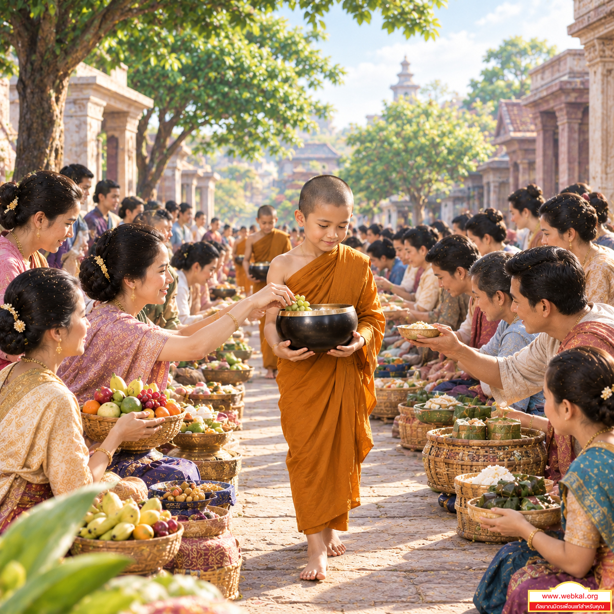 อานิสงส์ถวายข้าวมธุปายาส, สามเณรติสสะ, พระสารีบุตร, พระเถระ, สามเณรอรหันต์, พระอรหันต์, พุทธกาล, การ์ตูนAI, AI, ธรรมะ, การ์ตูนธรรมะ