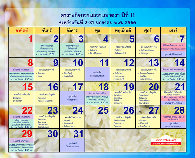 โครงการธรรมยาตรา ปีที่ 11 ระหว่างวันที่ 2-31 มกราคม พ.ศ. 2566 ณ อนุสรณ์สถาน 7 แห่ง